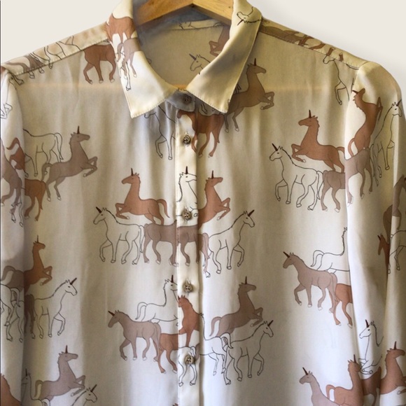 Zara Unicorn White Blouse/Shirt Sz L - Picture 4 of 6